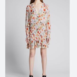Veronica Beard Saera Floral Smock Dress Size 12 Women Preppy Long Sleeve V Neck